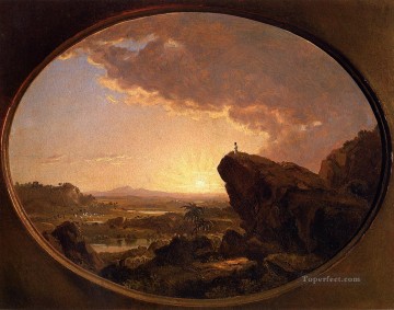 Moisés contemplando el paisaje de la Tierra Prometida Río Hudson Iglesia Frederic Edwin Pinturas al óleo